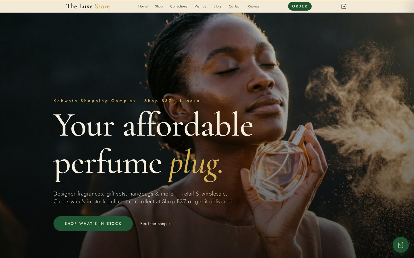 The Luxe Store website — Your affordable perfume plug hero